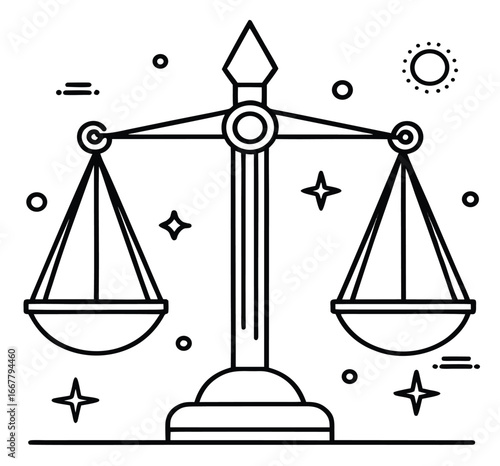 An abstract vector illustration of the scales of justice symbolizing the balance of law and equality