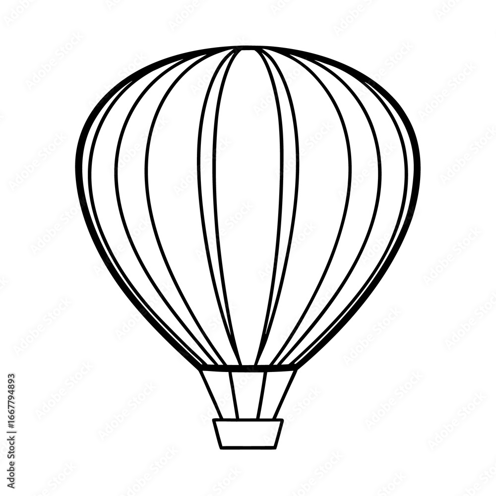 Obraz premium Hot air balloon vector illustration flying in the sky with basket and colorful design