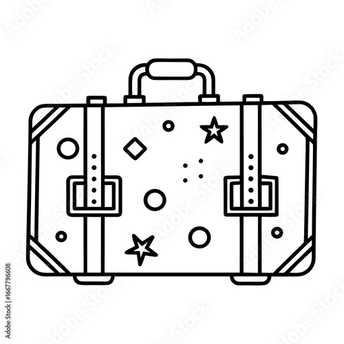 Vector illustration of business suitcase and briefcase with icons