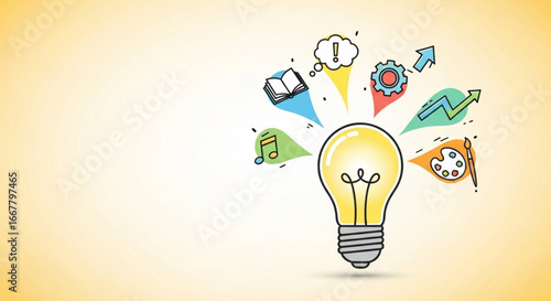 Creative idea lightbulb concept with education innovation and business growth inspiration vector design