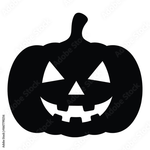 Black Halloween pumpkin jack o lantern silhouette with carved face jackolantern 1