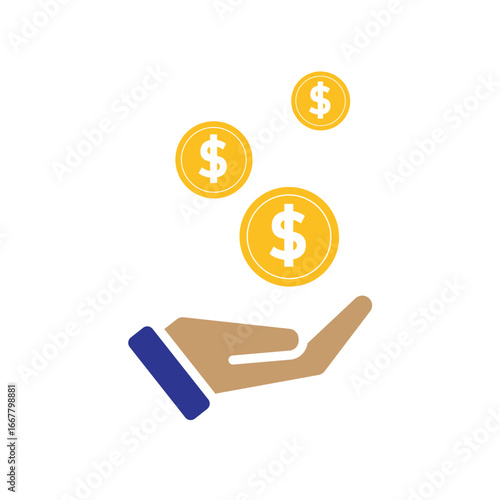 money icon. economy. money in hand. paying, economy, money. Flat design style
