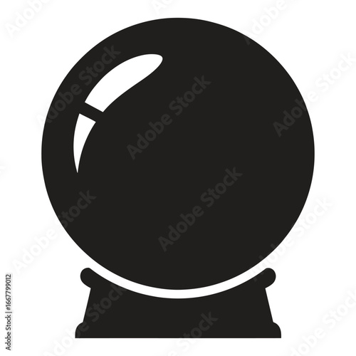 Black silhouette of a crystal ball on a simple stand sphere globe