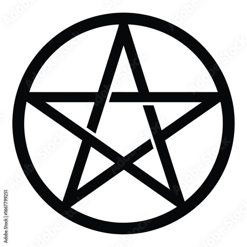 Black pentagram symbol within a circle on a white background star occult