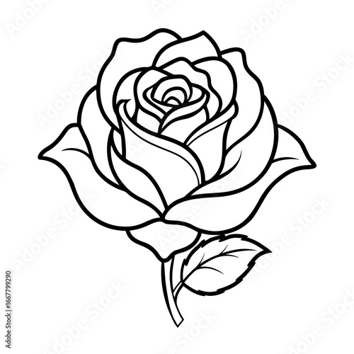 Vector illustration of a vintage pink rose with a seamless floral pattern on a white background