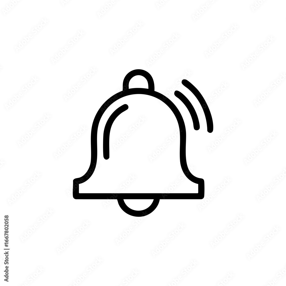 Fototapeta premium bell notification icon, minimalist line style, clean and clear design, monochrome