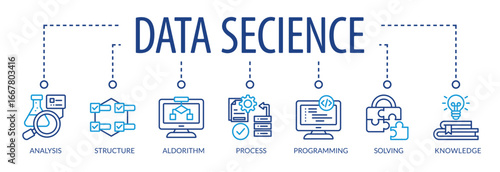Data Science uses scientific methods, processes, algorithms and systems to extract knowledge and insights from data in various forms, both structured and unstructured. Vector Illustration concept