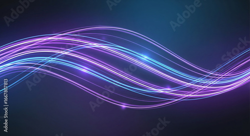 Wallpaper Mural Dynamic futuristic background with flowing neon wave lines, gradient blend of blue and purple, sleek and elegant, Torontodigital.ca