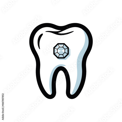 Radiant tooth with sparkling gemstone dental care symbol healthy smile concept white background