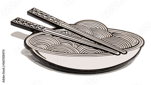 Illustration of six food related icons including bowls of steaming food and cutlery arrangements displayed silhouette