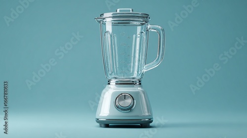 Wallpaper Mural A light teal blender with a glass jar and a single control knob sits on a matching teal background. The blender is empty Torontodigital.ca