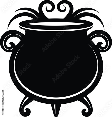 large cauldron with curved decorative handles