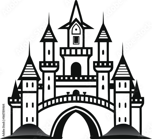 magical castle with bridges connecting towers