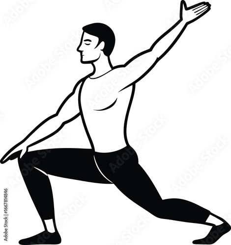man in low lunge yoga pose silhouette