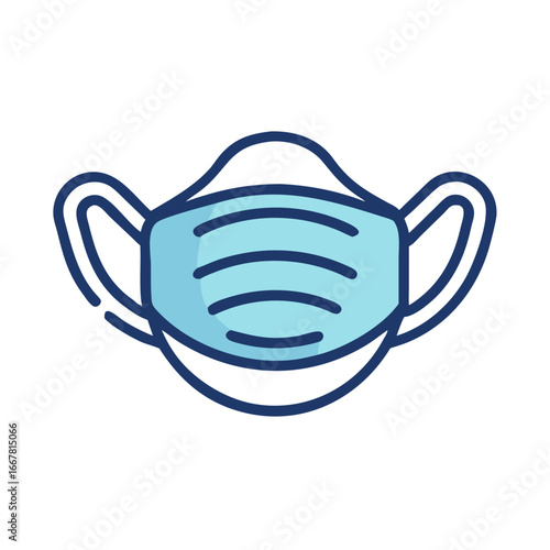 Graphic medical face mask icon on black background for healthcare awareness campaigns
