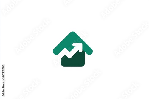 Green house icon with upward trending arrow