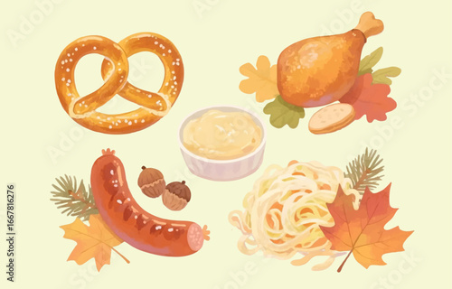 Soft watercolour autumn food