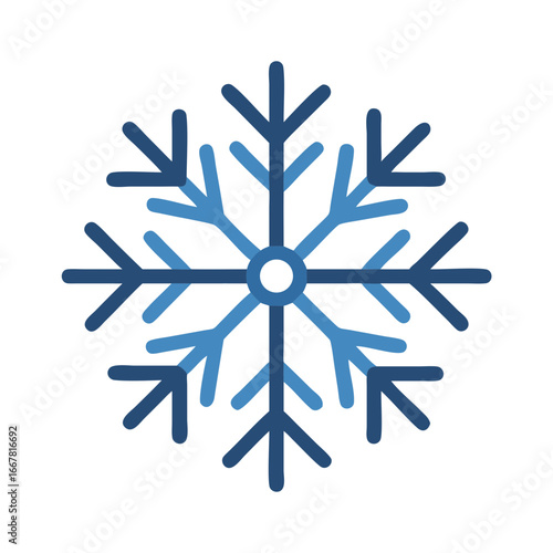 Simple Blue Snowflake Icon on Black Background Representing Winter and Cold Weather
