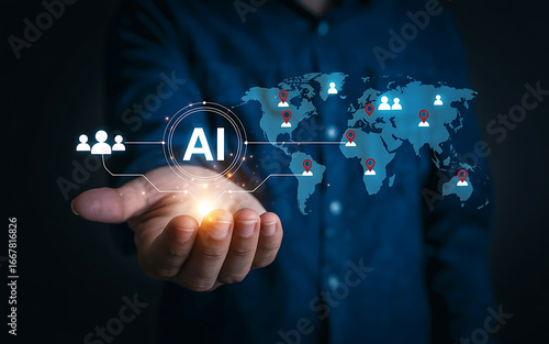 Artificial intelligence global network ai technology concept