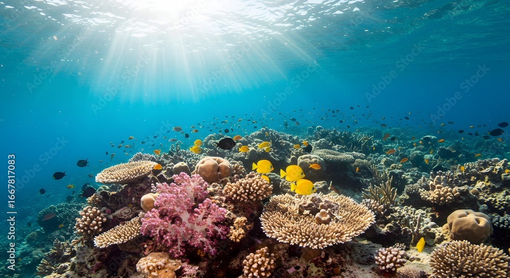 Obraz premium Coral reef underwater scene