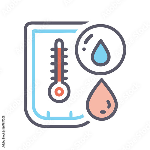 Temperature and humidity measurement vector icon illustrating indoor climate control and monitoring equipment