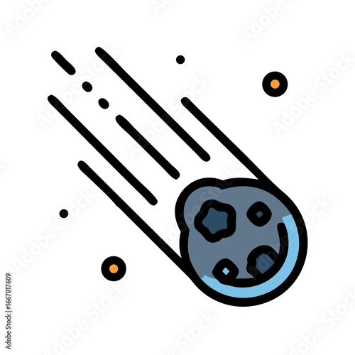 Cosmic Scene: Flat Illustration of a Gray Planet in Deep Space With Two Small Stars
