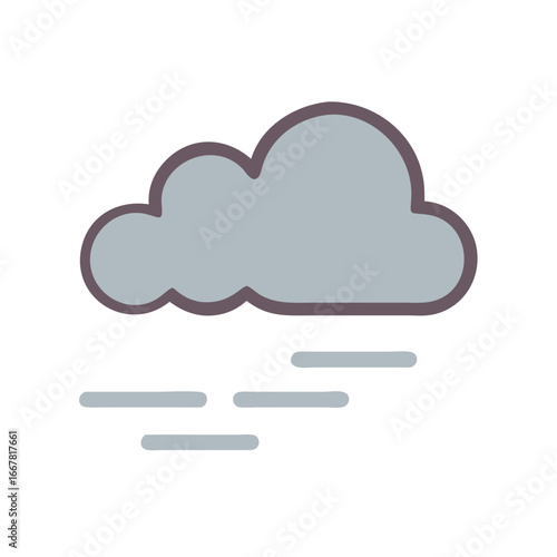 Stylized icon of a fog shrouded cloud with fog bank, on a black background