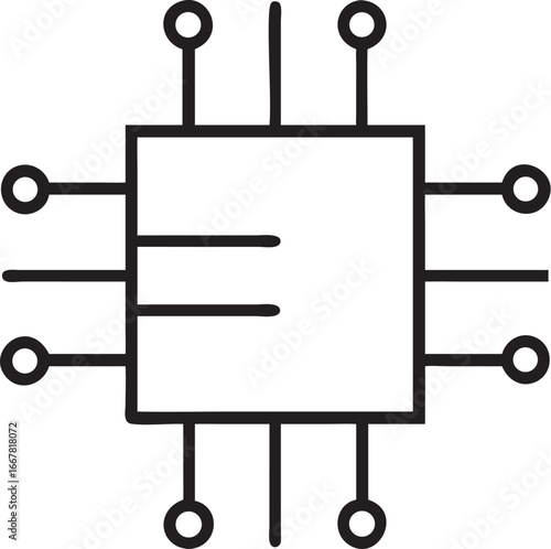 line art icon of an microchip