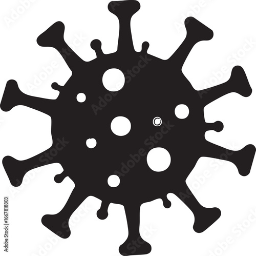 Coronavirus vector illustration: covid-19 virus graphic, black and white eps silhouette