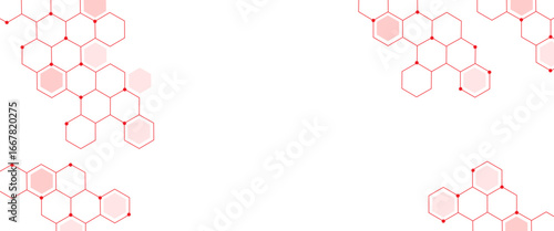 Vector hexagons pattern. Abstract geometric red texture background.