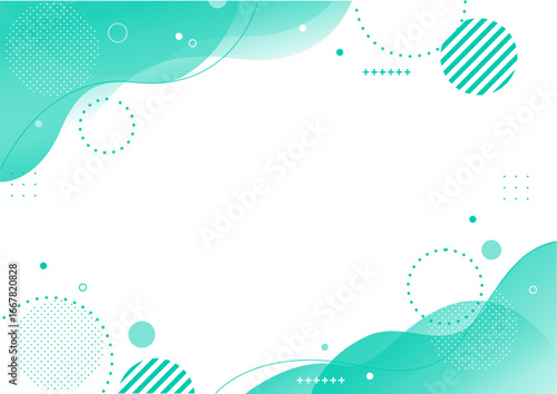 幾何学 ウェーブ グラフィック フレーム 背景素材 緑