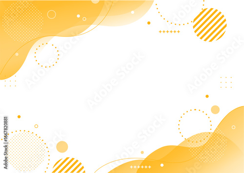 幾何学 ウェーブ グラフィック フレーム 背景素材 黄色