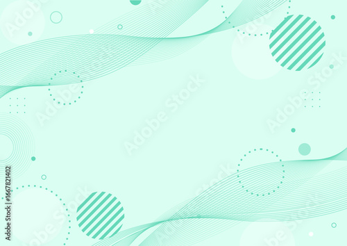 幾何学 ラインウェーブ グラフィック フレーム 背景素材 緑