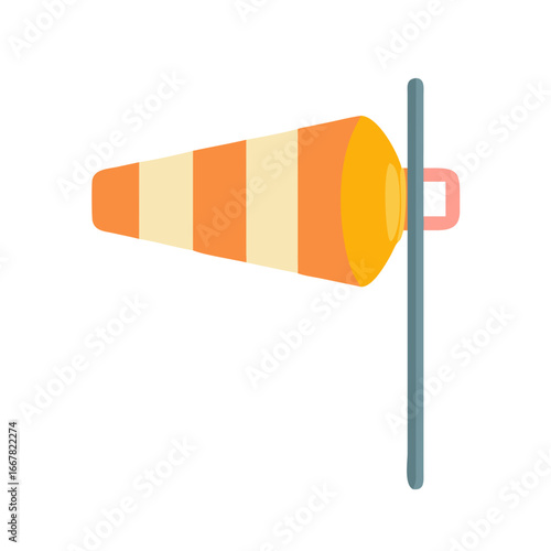 Weather Monitoring: A striped windsock indicating wind direction and speed on a black background
