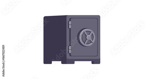 Secure vault box with door detail in 3d perspective