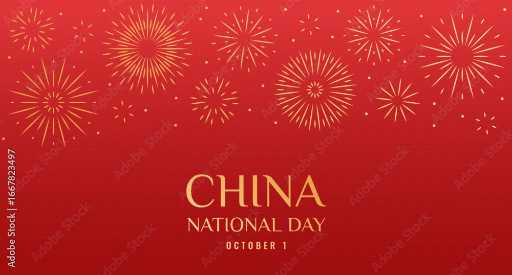 Fototapeta premium China national day greeting banner template. Chinese holiday 1st of October design