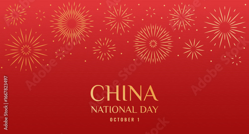 China national day greeting banner template. Chinese holiday 1st of October design