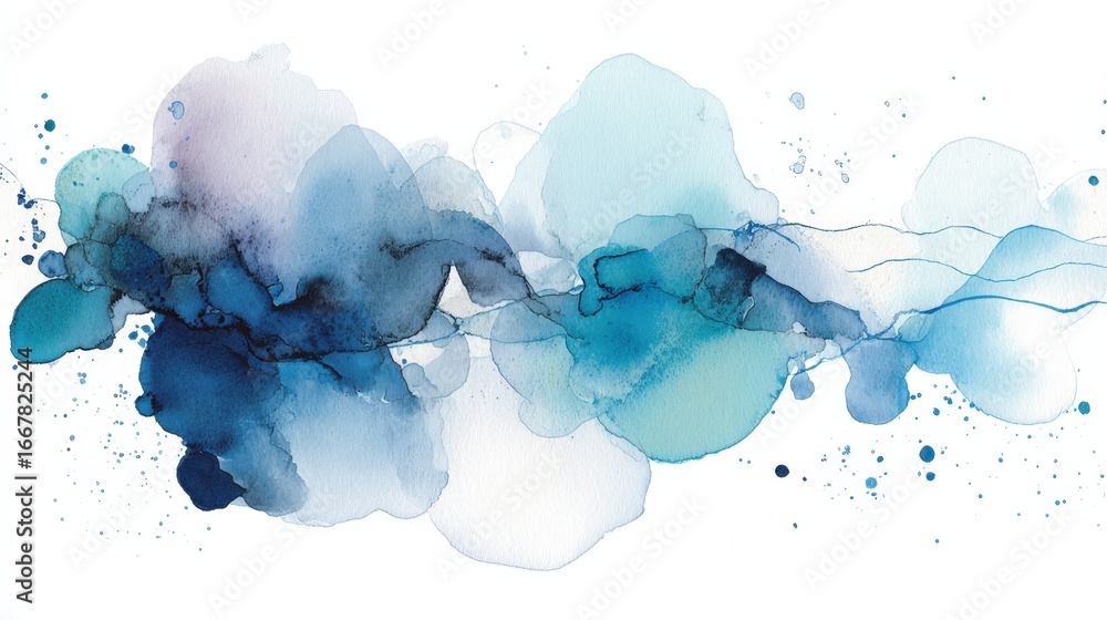Obraz premium Abstract Watercolor Painting: An abstract watercolor painting, depicting an ethereal mix of watery hues and delicate ink trails, with soft, blurred edges, evoking a sense of calm and sophistication.