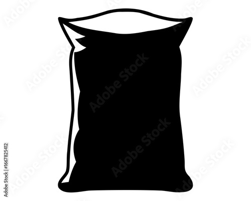Full black sack or bag illustration with opening, isolated object image