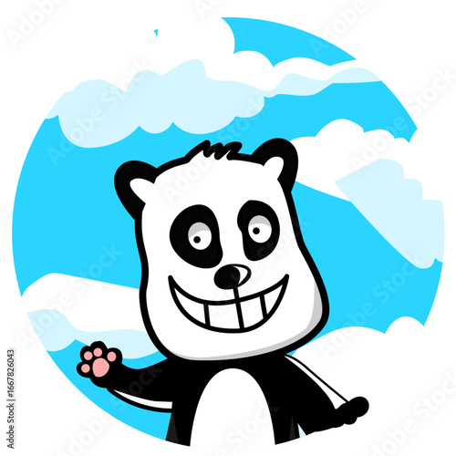 illustration of a panda bear in the sky