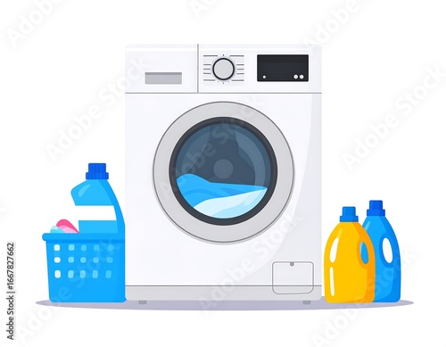 Cartoon washing machine with detergent