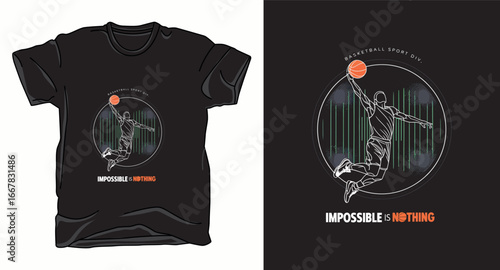 Impossible is nothing basketball graphic vector art t-shirt design print
