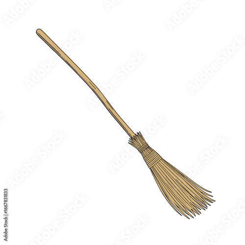 Whimsical Wooden Broomstick for Enchanted Journeys and Creative Decor