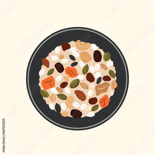 A Wholesome Bowl of Mixed Grains Nuts and Dried Fruits Healthy Breakfast Food