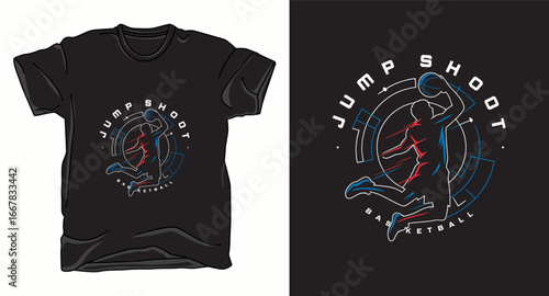 Jump shoot basketball graphic vector art t-shirt design print