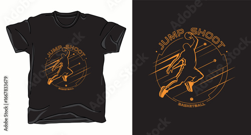 Jump shoot basketball graphic vector art t-shirt design print
