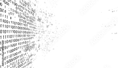 Abstract pattern of binary code with zeros and ones on a white background