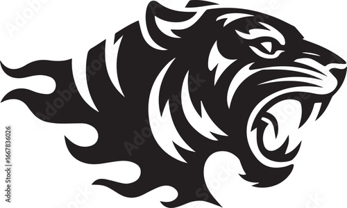 dynamic flaming tiger head vector art symbolizing strength power and ferocity for graphic design