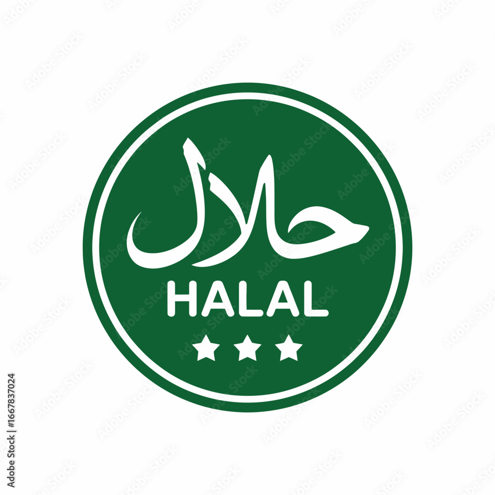 Obraz premium Halal Certified Food Product Label Green and White Modern Design Ensuring Compliance with Islamic Dietary Laws and Standards for Consumers Worldwide