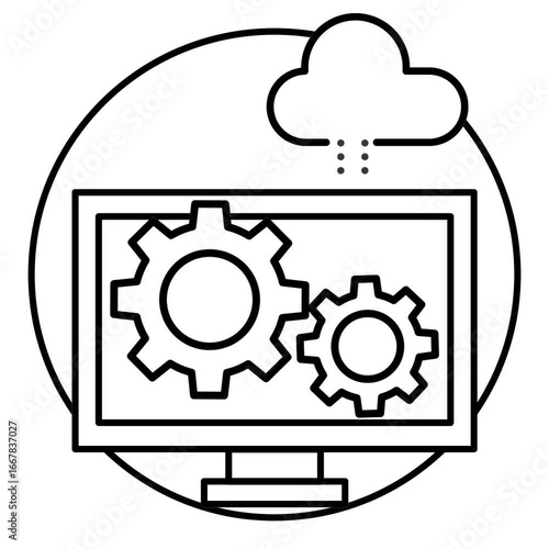 cloud computing data process outline animated icon 